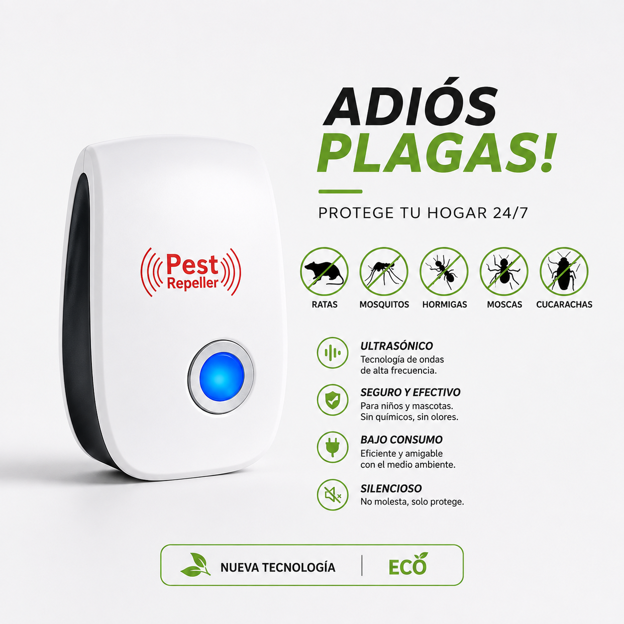 Repelente Ultrasónico anti plagas